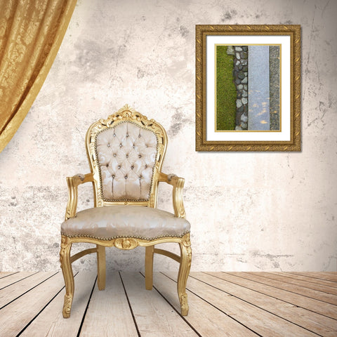 Stone Stripe IV Gold Ornate Wood Framed Art Print with Double Matting by Grayscale