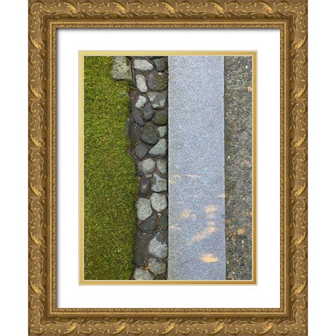 Stone Stripe IV Gold Ornate Wood Framed Art Print with Double Matting by Grayscale