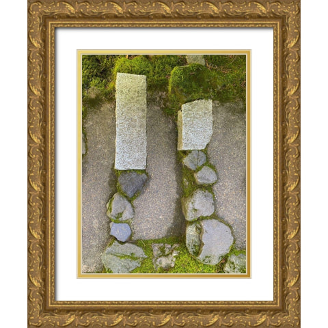 Stone Stripe VI Gold Ornate Wood Framed Art Print with Double Matting by Grayscale