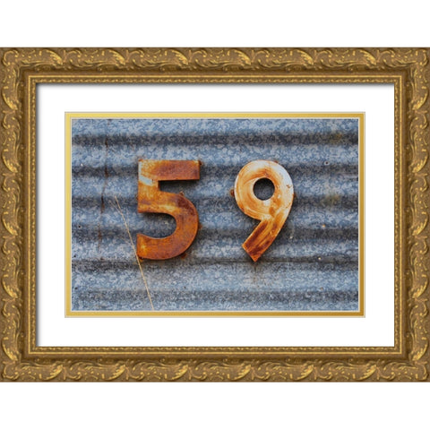 59 Gold Ornate Wood Framed Art Print with Double Matting by Grayscale