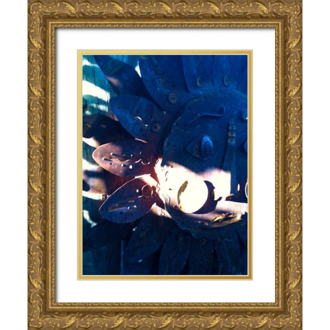 Sun Face Gold Ornate Wood Framed Art Print with Double Matting by Grayscale