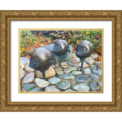 Bubble Fish Gold Ornate Wood Framed Art Print with Double Matting by Grayscale