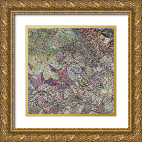 Flora Square 1a Gold Ornate Wood Framed Art Print with Double Matting by Tenoever, William