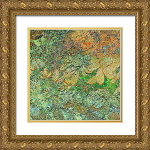 Flora Square 1b Gold Ornate Wood Framed Art Print with Double Matting by Tenoever, William
