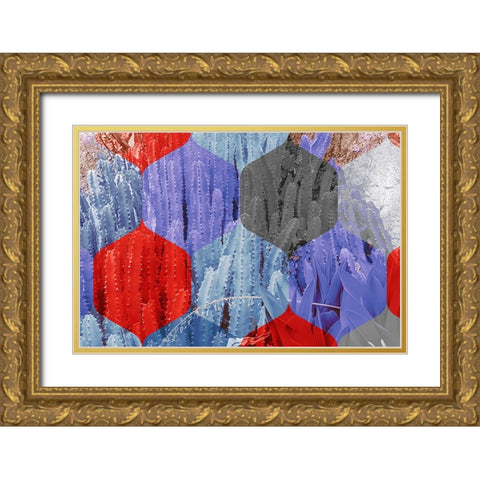 Hexaflora3 Gold Ornate Wood Framed Art Print with Double Matting by Tenoever, William