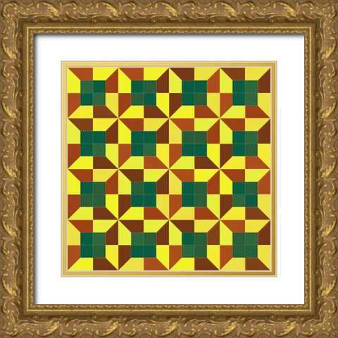 PinwheelTile1 Gold Ornate Wood Framed Art Print with Double Matting by Tenoever, William