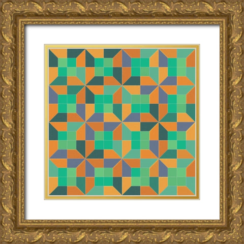 PinwheelTile2 Gold Ornate Wood Framed Art Print with Double Matting by Tenoever, William