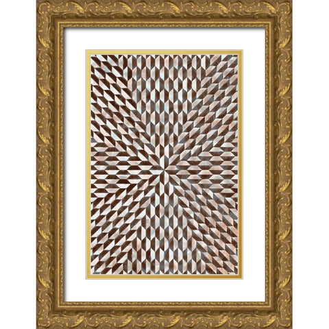 Cross Pattern 1 Gold Ornate Wood Framed Art Print with Double Matting by Tenoever, William