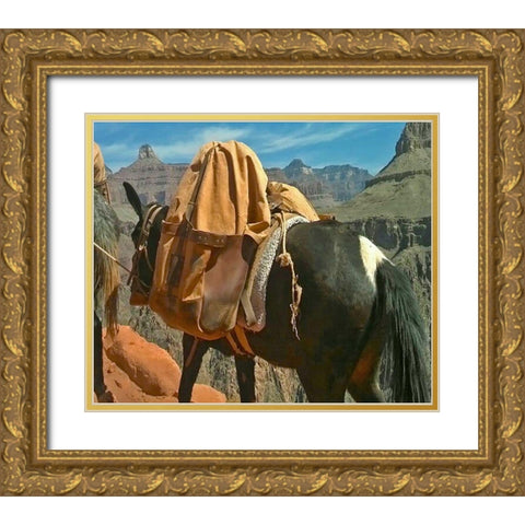 Grand Canyon 1: Mule Train Gold Ornate Wood Framed Art Print with Double Matting by Popcorn