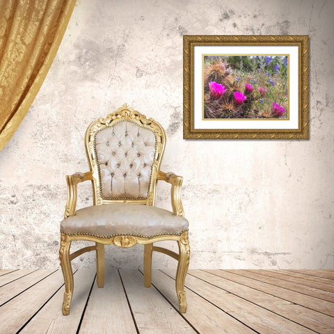 Hedgehog and Lupine Gold Ornate Wood Framed Art Print with Double Matting by Tenoever, William