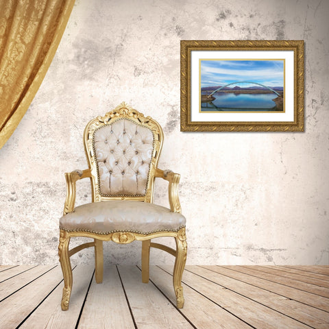 Roosevelt Lake Bridge Gold Ornate Wood Framed Art Print with Double Matting by Popcorn