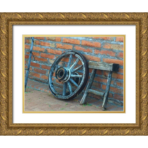 Wagon Wheel Gold Ornate Wood Framed Art Print with Double Matting by Popcorn