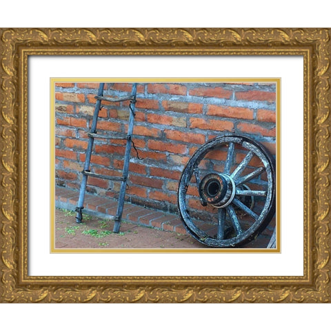 Wagon Wheel Gold Ornate Wood Framed Art Print with Double Matting by Popcorn