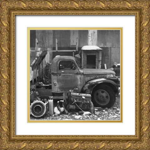 Junkyard A: B-W Gold Ornate Wood Framed Art Print with Double Matting by Popcorn
