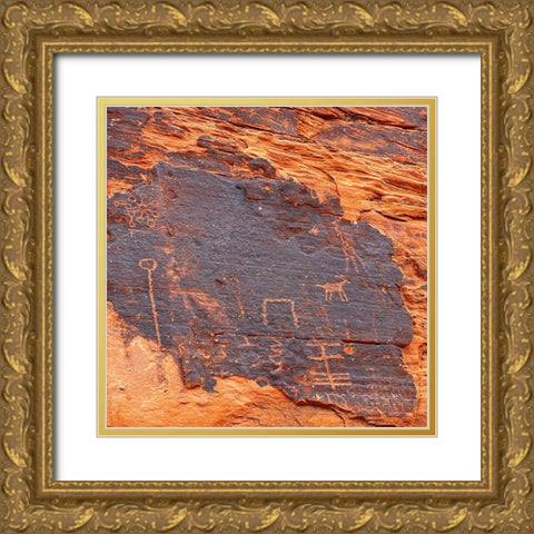 ValleyOfFire:Petroglyphs2 Gold Ornate Wood Framed Art Print with Double Matting by Tenoever, William