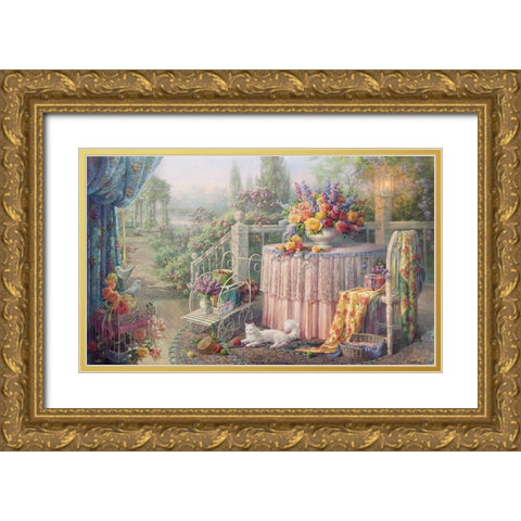 Shabby chic Gold Ornate Wood Framed Art Print with Double Matting by Dandorf, Olga