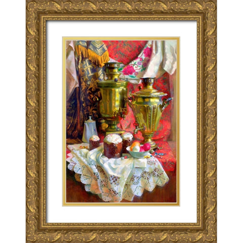 Easter holiday Gold Ornate Wood Framed Art Print with Double Matting by Goryacheva, Svetlana