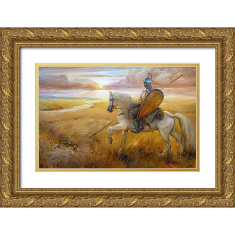 Field Gold Ornate Wood Framed Art Print with Double Matting by Romanov, Roman