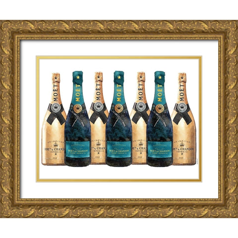 Champange 7 Teal and Gold Gold Ornate Wood Framed Art Print with Double Matting by Greenwood, Amanda