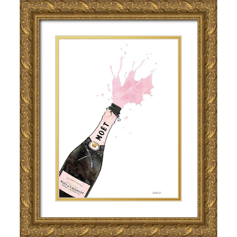 Champange Splash Pink Gold Ornate Wood Framed Art Print with Double Matting by Greenwood, Amanda