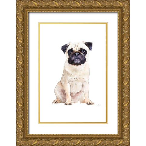 Pug Gold Ornate Wood Framed Art Print with Double Matting by Greenwood, Amanda