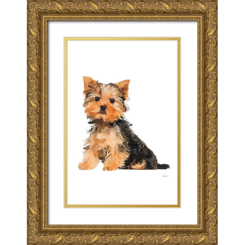 Yorkie Gold Ornate Wood Framed Art Print with Double Matting by Greenwood, Amanda