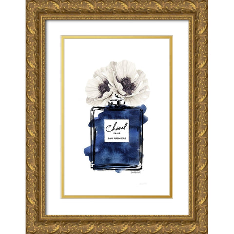 Black Bottle Navy Gold Ornate Wood Framed Art Print with Double Matting by Greenwood, Amanda