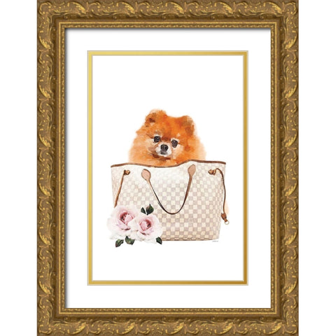 Fashion Bag with Pomeranion Gold Ornate Wood Framed Art Print with Double Matting by Amanda Greenwood