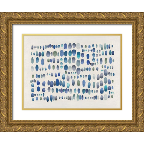 Playful Blue and Green III Gold Ornate Wood Framed Art Print with Double Matting by Perry, Angela