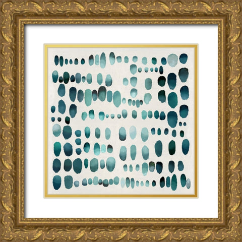 Playful Teal I Gold Ornate Wood Framed Art Print with Double Matting by Perry, Angela