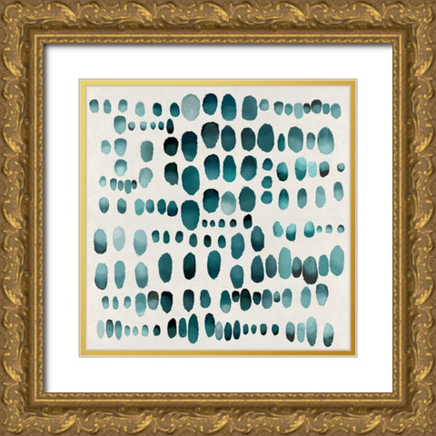 Playful Teal II Gold Ornate Wood Framed Art Print with Double Matting by Perry, Angela