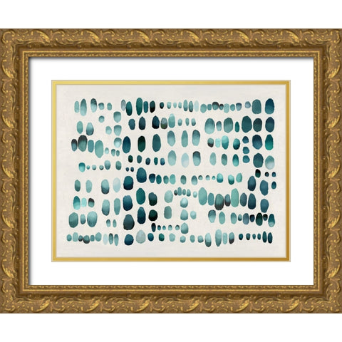 Playful Teal III Gold Ornate Wood Framed Art Print with Double Matting by Perry, Angela