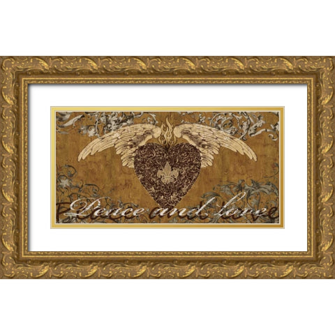 Peace and Love Gold Ornate Wood Framed Art Print with Double Matting by Glover, Brandon