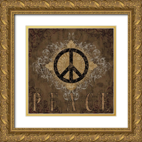 Peace Gold Ornate Wood Framed Art Print with Double Matting by Glover, Brandon