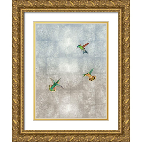 Hummingbirds II Gold Ornate Wood Framed Art Print with Double Matting by Blake, Madeline