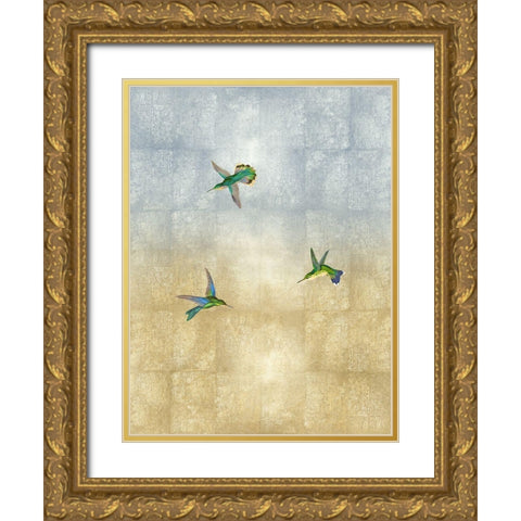 Hummingbirds in Flight I Gold Ornate Wood Framed Art Print with Double Matting by Blake, Madeline