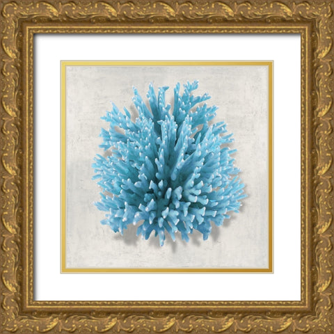 Coral Aqua I Gold Ornate Wood Framed Art Print with Double Matting by Kelly, Caroline