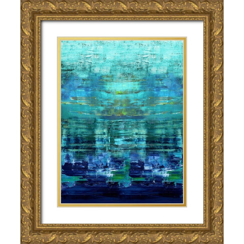 Aqua Reflections Gold Ornate Wood Framed Art Print with Double Matting by Corbin, Allie