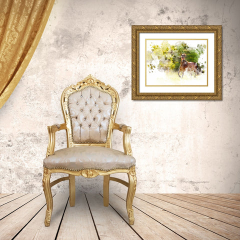 Stallion I Gold Ornate Wood Framed Art Print with Double Matting by Young, Chamira