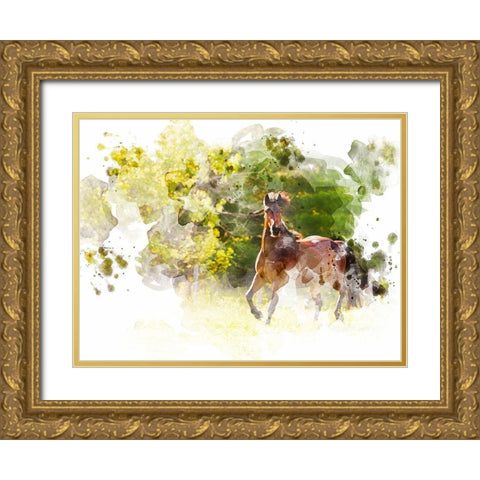 Stallion I Gold Ornate Wood Framed Art Print with Double Matting by Young, Chamira
