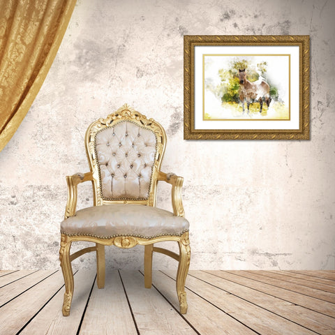 Stallion II Gold Ornate Wood Framed Art Print with Double Matting by Young, Chamira