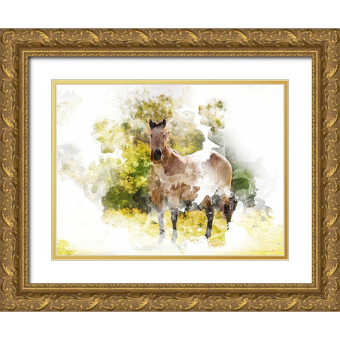Stallion II Gold Ornate Wood Framed Art Print with Double Matting by Young, Chamira