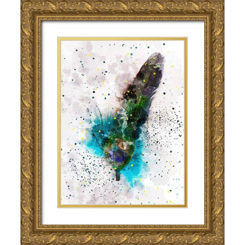 Peacock I Gold Ornate Wood Framed Art Print with Double Matting by Young, Chamira