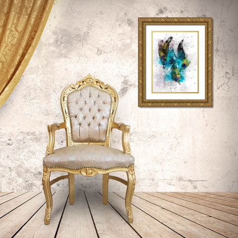 Peacock II Gold Ornate Wood Framed Art Print with Double Matting by Young, Chamira