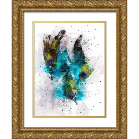 Peacock II Gold Ornate Wood Framed Art Print with Double Matting by Young, Chamira