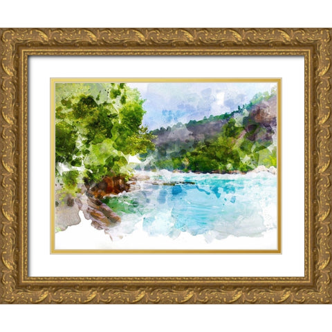 River Run I Gold Ornate Wood Framed Art Print with Double Matting by Young, Chamira