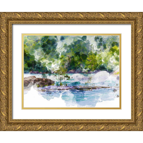 River Run II Gold Ornate Wood Framed Art Print with Double Matting by Young, Chamira