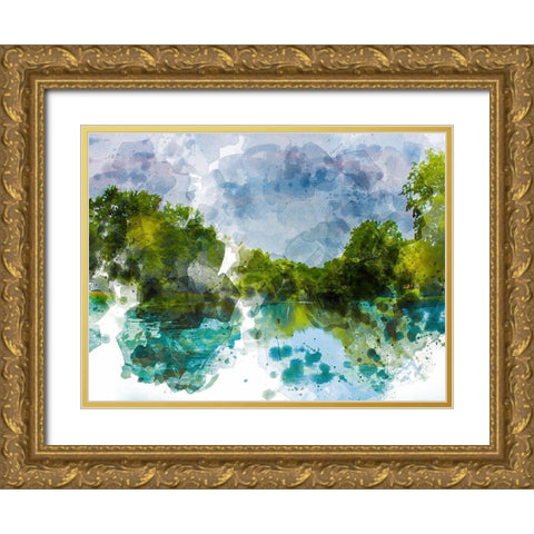 River Run III Gold Ornate Wood Framed Art Print with Double Matting by Young, Chamira