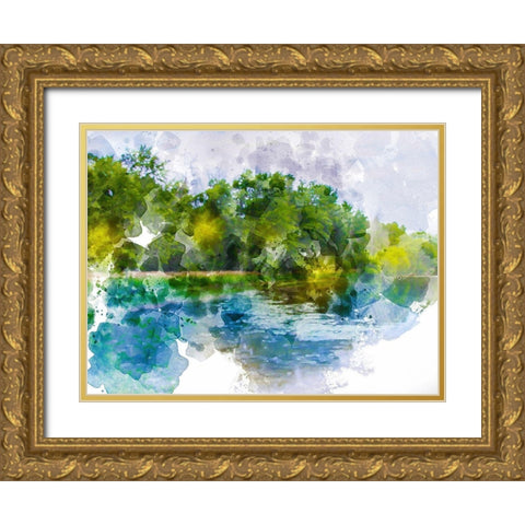 River Run IV Gold Ornate Wood Framed Art Print with Double Matting by Young, Chamira