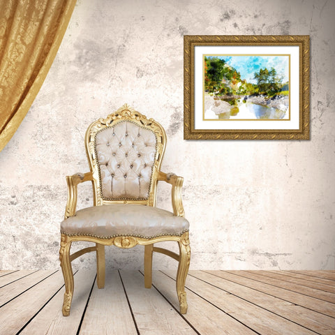 Tranquil Lake I Gold Ornate Wood Framed Art Print with Double Matting by Young, Chamira